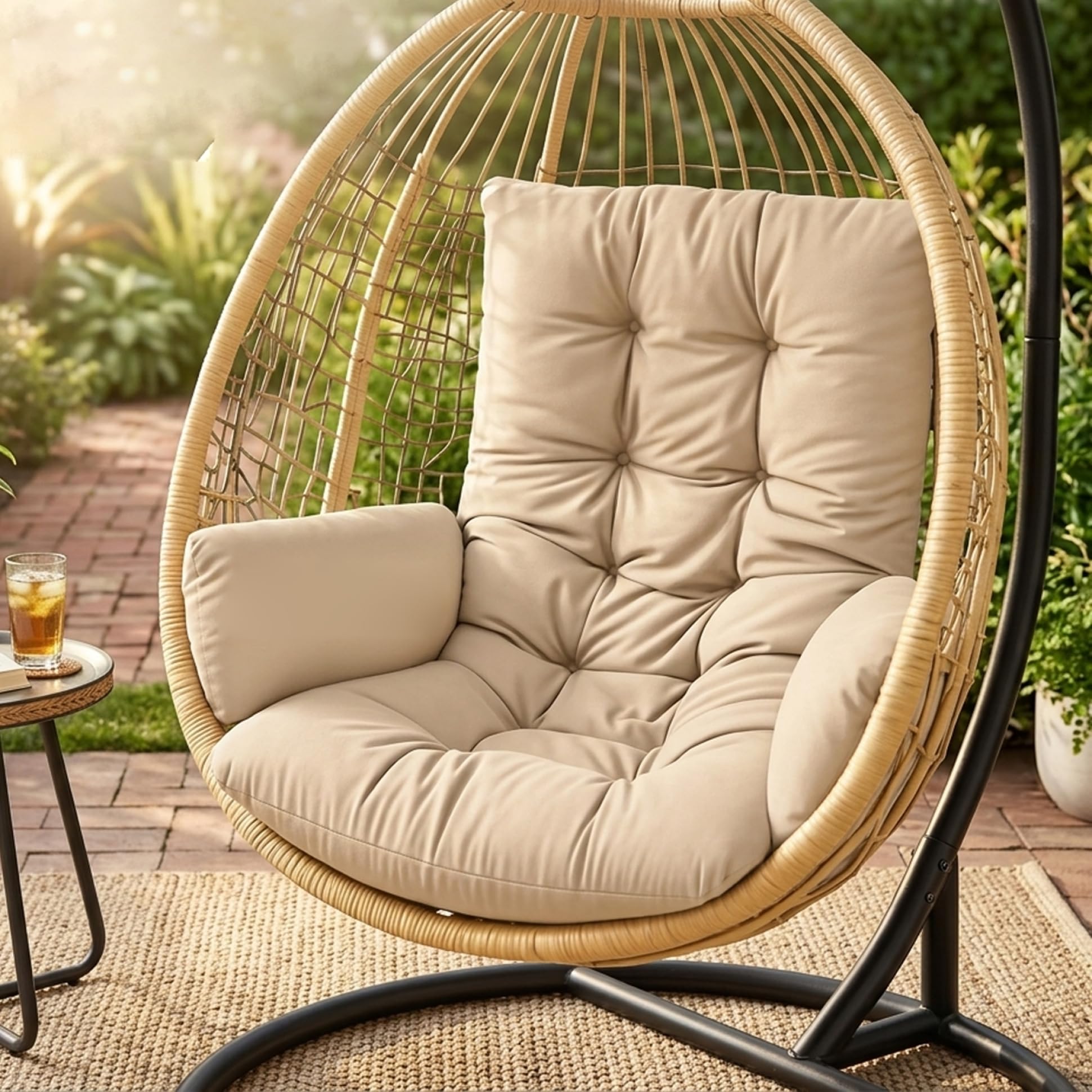 Outdoor Furniture Egg Chair - Ei-vormige stoelkussen vervanging, verdikte hangende mandzitkussens,