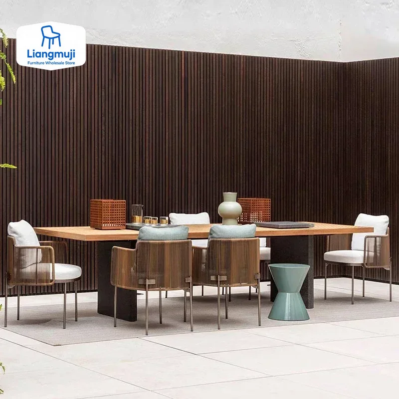 Outdoor Furniture Italian - Houten waterdichte tuinmeubelsets Rotan kussens Bewegende