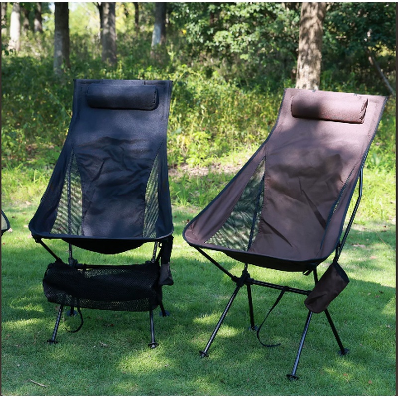 Outdoor Furniture Used - Lichtgewicht aluminium opvouwbare campingstoel met hoofdsteun,