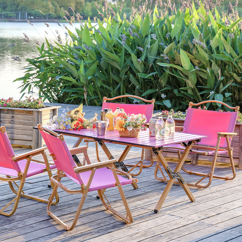 Outdoor Furniture Egg Chair - Draagbare opvouwbare eierroltafel & 4 stoelenset