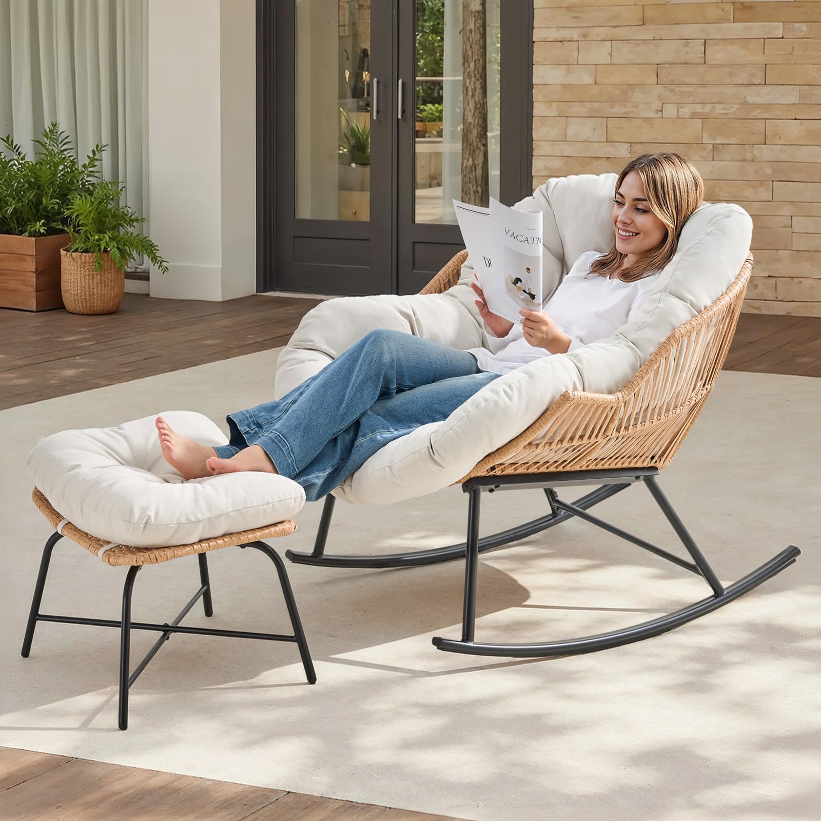 Grijze rotan Papasan schommels - Outdoor Furniture Grey recensie en prijs