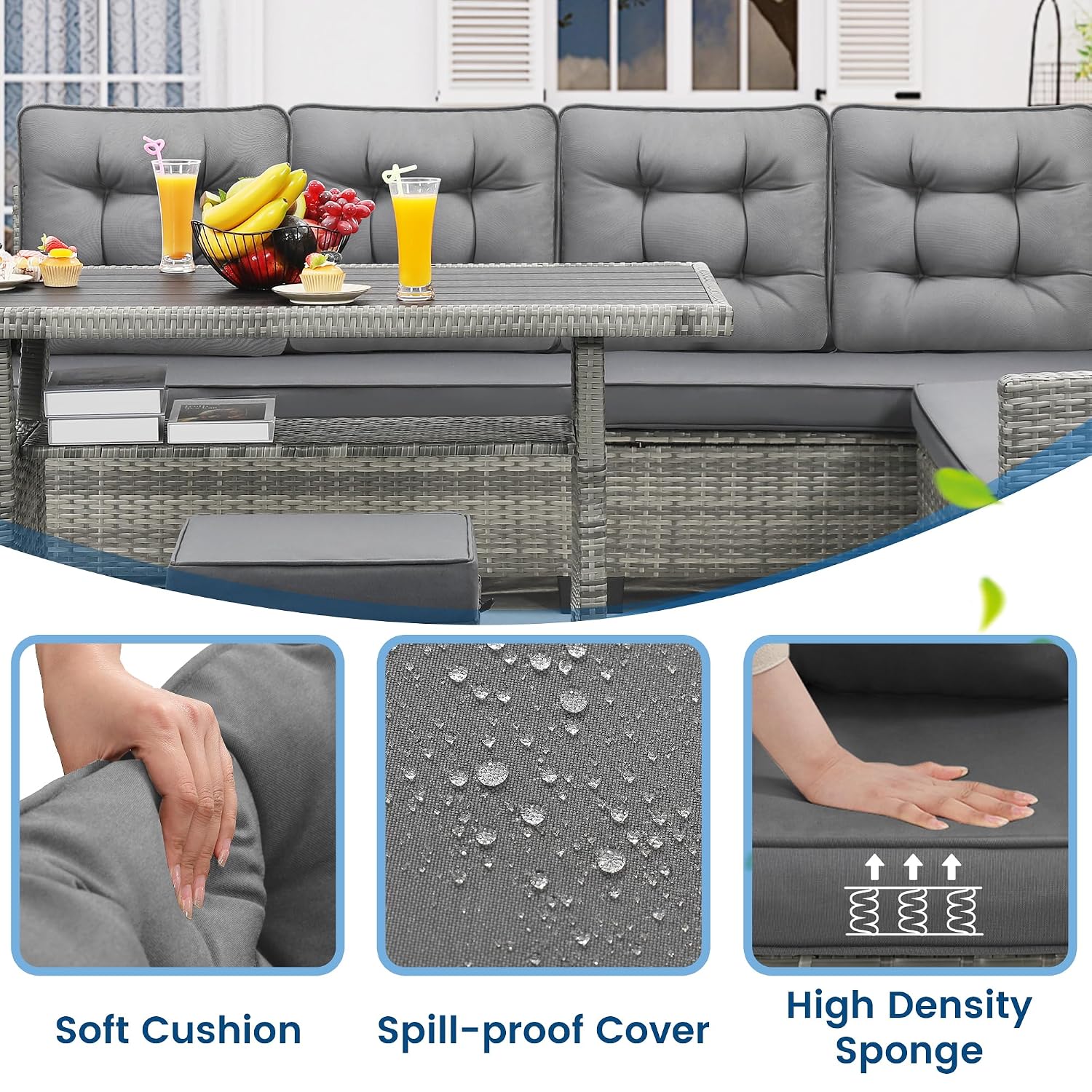 6-delige terrasmeubilairset, e - Outdoor Furniture Grey recensie en prijs