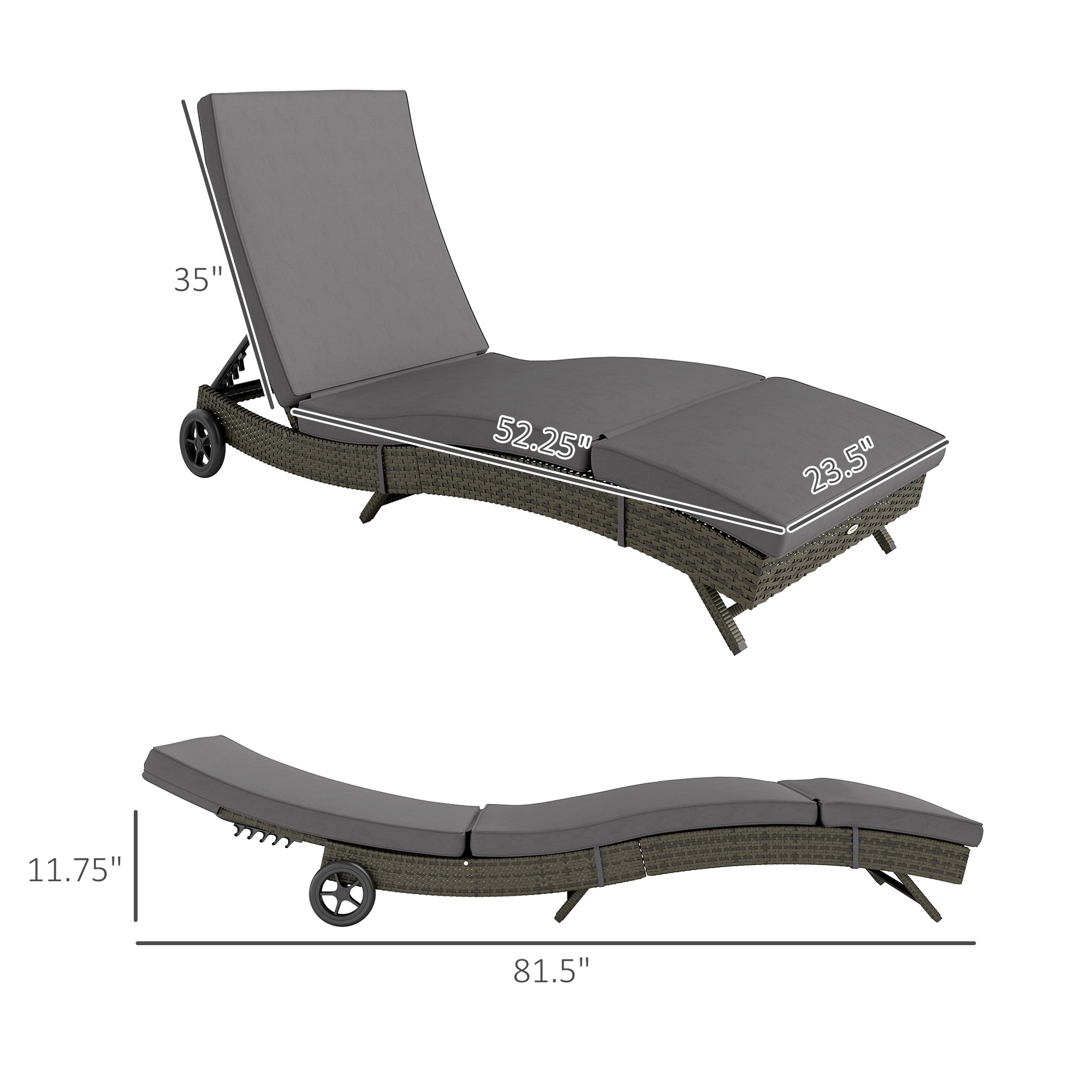 Buitenligstoel, PE-wicker, met - Outdoor Furniture Grey recensie en prijs