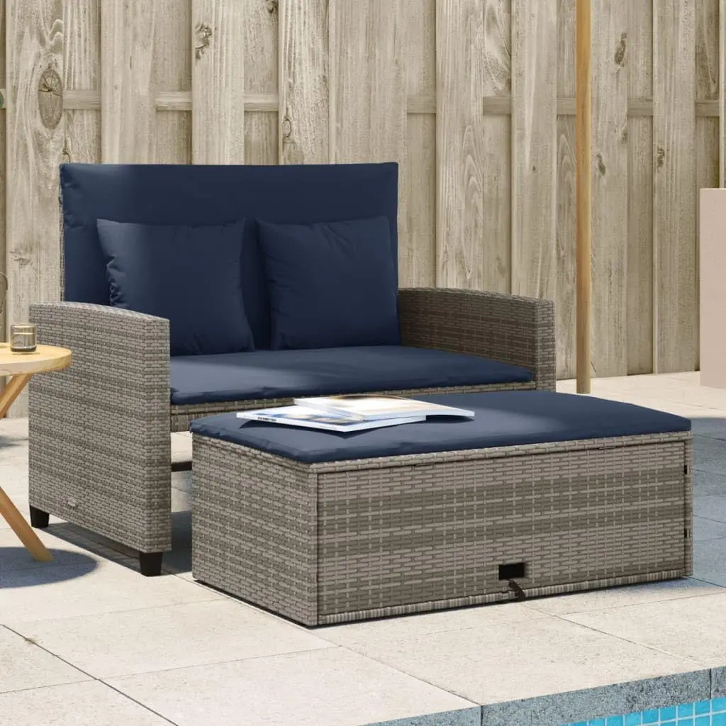 Grijs en marineblauw PE-rattan - Outdoor Furniture Grey recensie en prijs