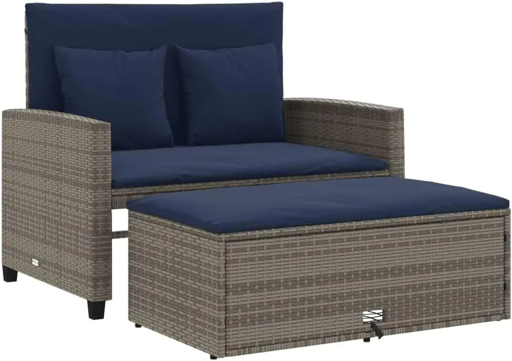 Grijs en marineblauw PE-rattan - Outdoor Furniture Grey recensie en prijs