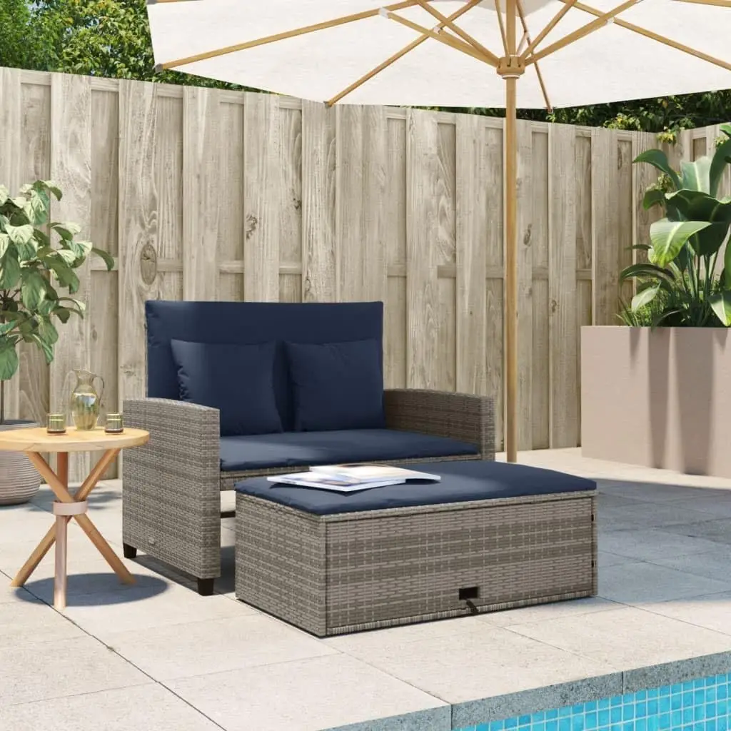 Grijs en marineblauw PE-rattan - Outdoor Furniture Grey recensie en prijs