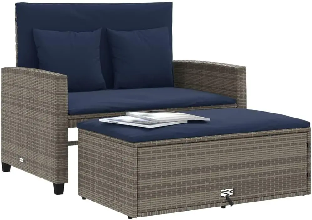 Grijs en marineblauw PE-rattan - Outdoor Furniture Grey recensie en prijs