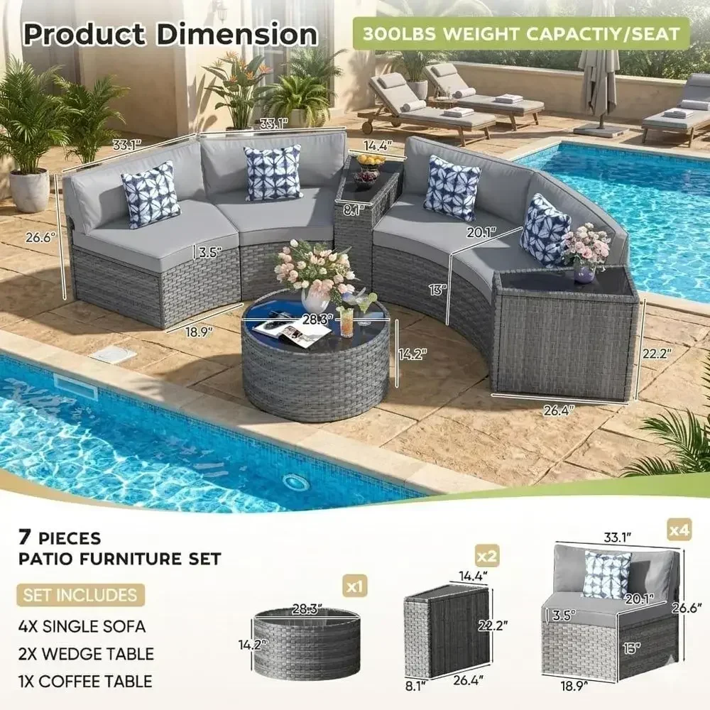 7-delige, gebogen, halvemaanvo - Outdoor Furniture Grey recensie en prijs