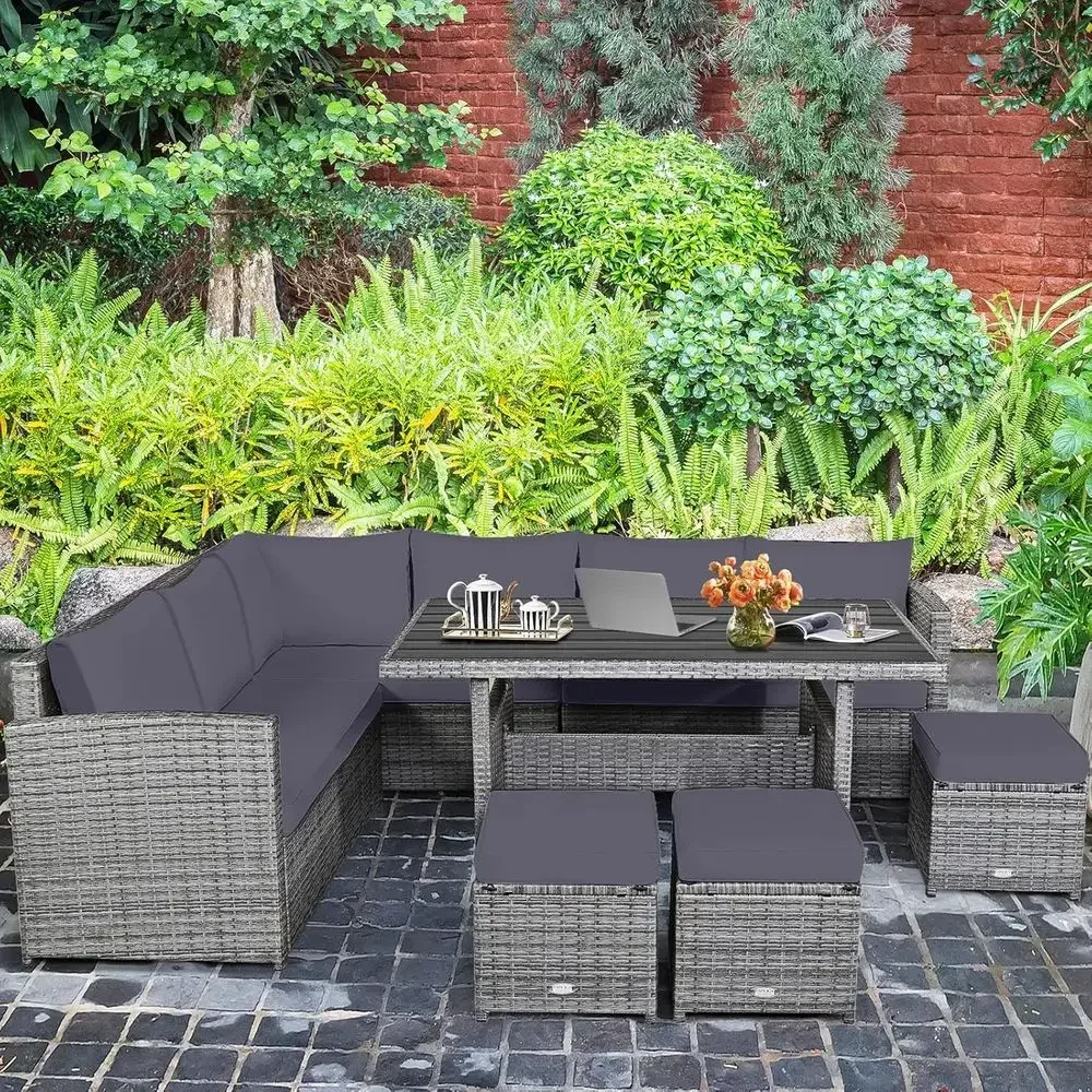 Grijze 7-delige rotan tuinmeub - Outdoor Furniture Grey recensie en prijs