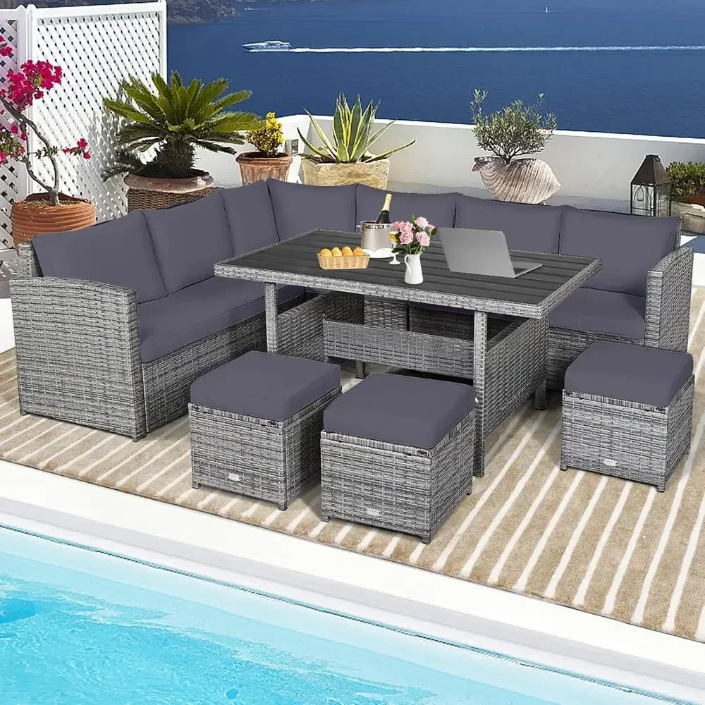 Grijze 7-delige rotan tuinmeub - Outdoor Furniture Grey recensie en prijs