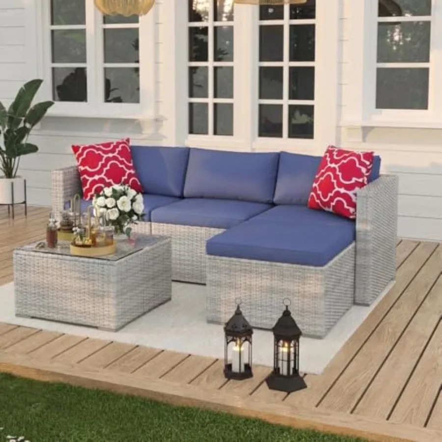 5-delige wicker tuinmeubelset  - Outdoor Furniture Grey recensie en prijs
