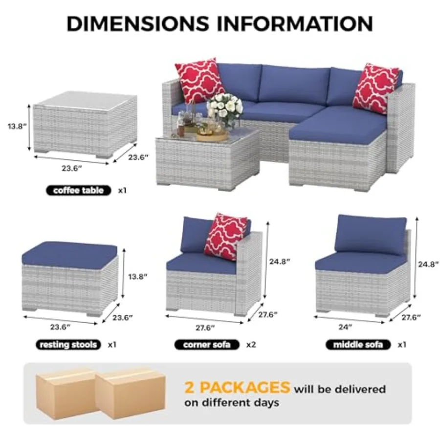 5-delige wicker tuinmeubelset  - Outdoor Furniture Grey recensie en prijs