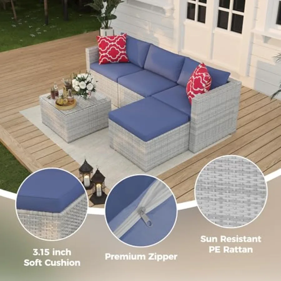 5-delige wicker tuinmeubelset  - Outdoor Furniture Grey recensie en prijs