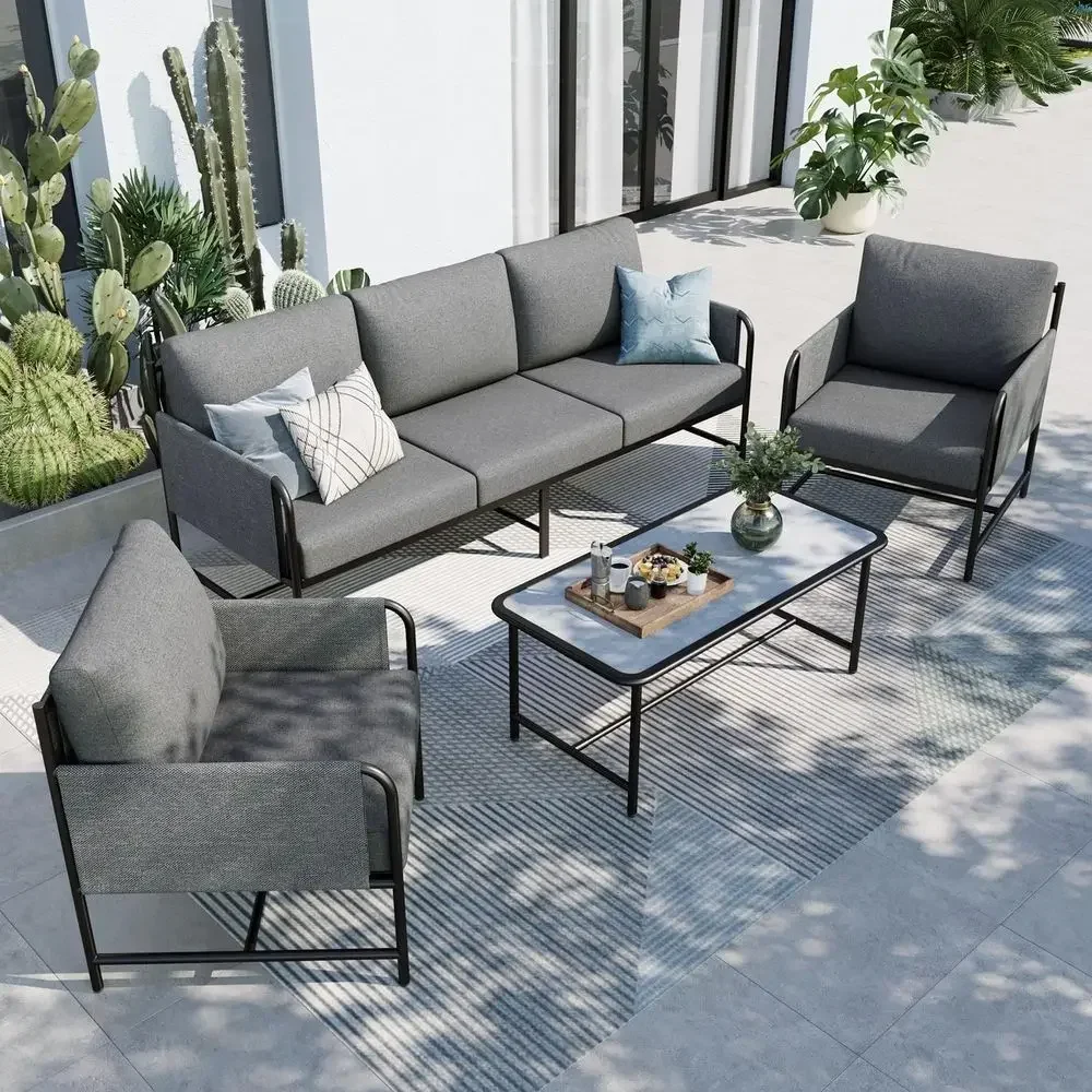 Tuinmeubelset voor 5 personen, - Outdoor Furniture Grey recensie en prijs
