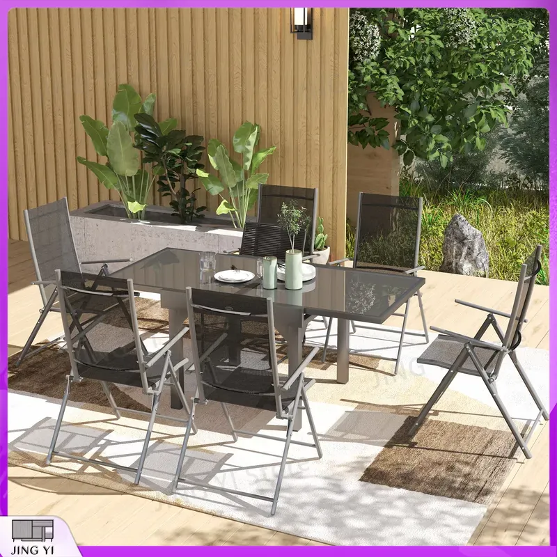 7-delige tuinset met uittrekba - Outdoor Furniture Grey recensie en prijs