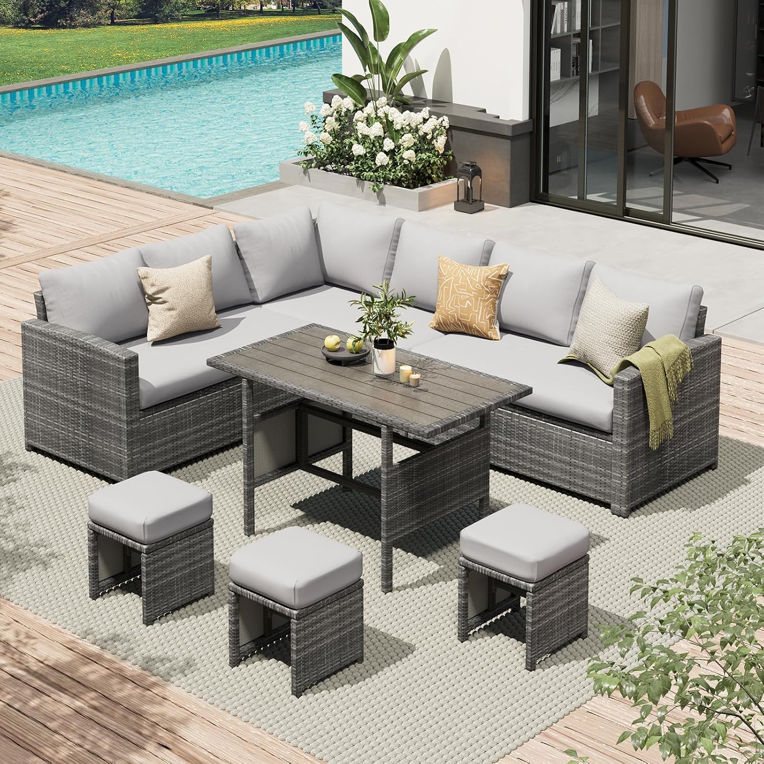 7-delige outdoor wicker patio  - Outdoor Furniture Grey recensie en prijs