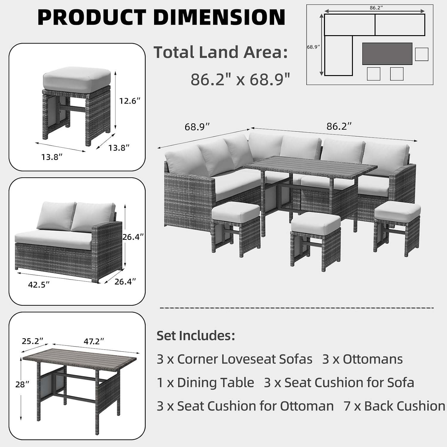 7-delige outdoor wicker patio  - Outdoor Furniture Grey recensie en prijs