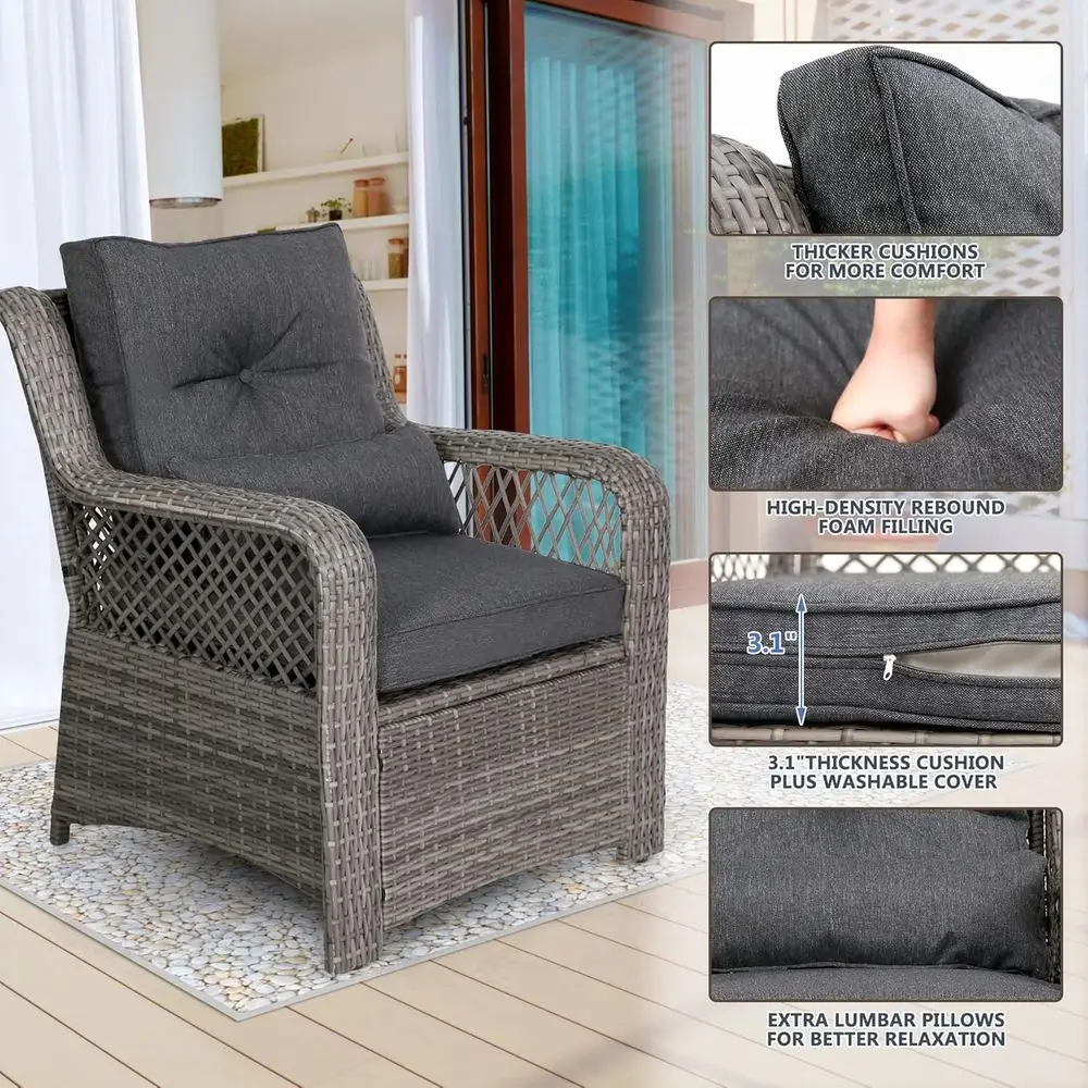 6-delige grijze wicker tuinmeu - Outdoor Furniture Grey recensie en prijs